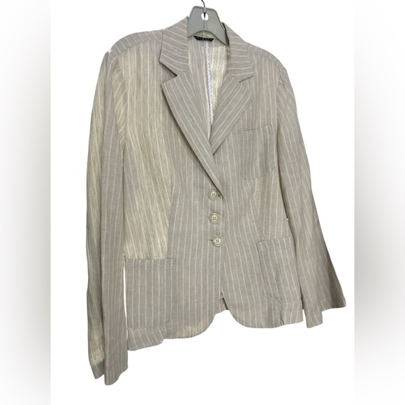 Sisley Beige Pinstripe Blazer - Picture 2 of 4